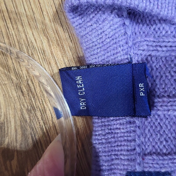 KAREN SCOTT Lilac Silk Angora Cable Knit V-neck Cardigan - Rhinestone Buttons - Picture 7 of 9